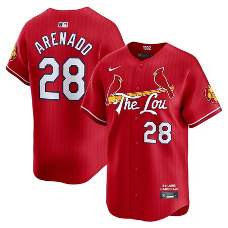 Men's St. Louis Cardinals #28 Nolan Arenado Nike Red 2024 City Connect Limited Player Jersey